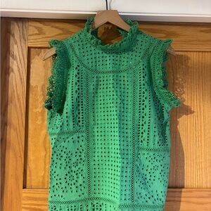 Sundance Vibrant Green Eyelet Top